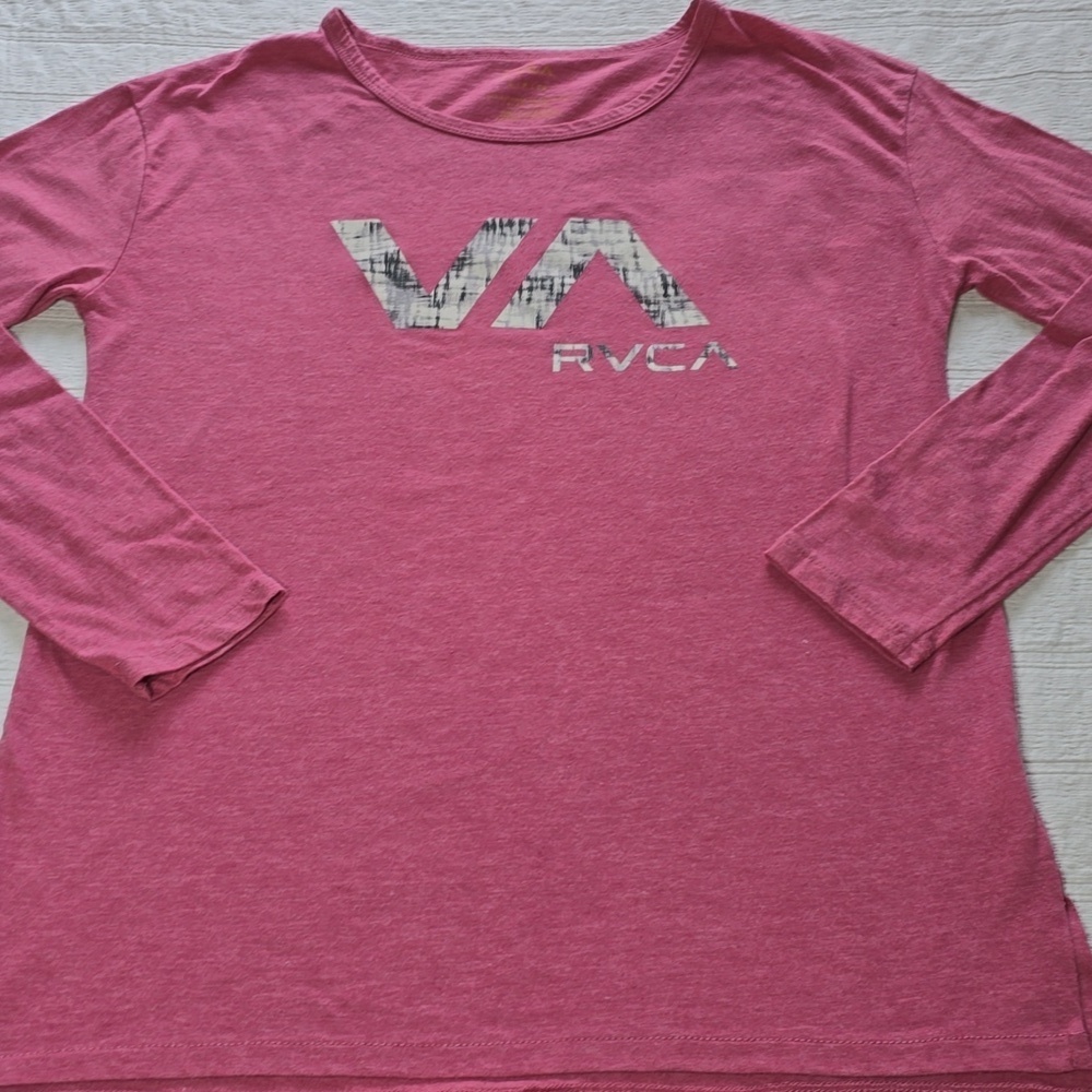 "RVCA" Graphic Heathered Long Sleeve T-shirt Size Small